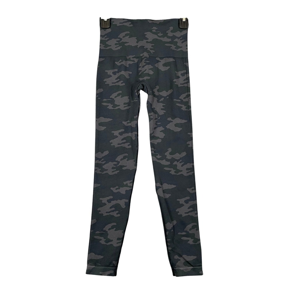 Spanx Seamless Dark Camo Leggings Womens M High Waist Activewear Workout